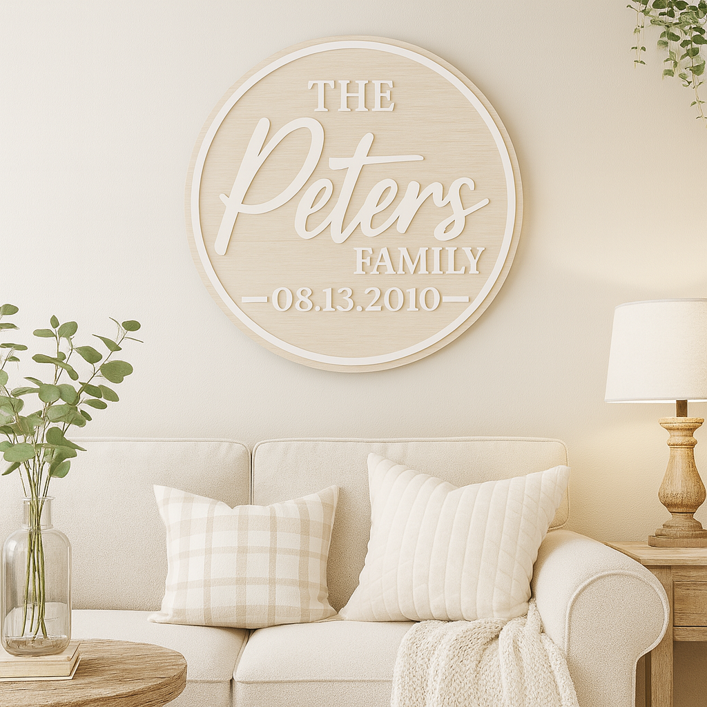 Personalized Family Name Wood Sign – Custom Round Last Name Sign with Established Date | Rustic Home Decor Gift