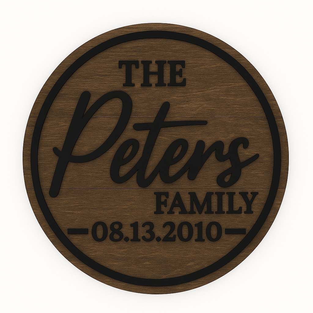 Personalized Family Name Wood Sign – Custom Round Last Name Sign with Established Date | Rustic Home Decor Gift