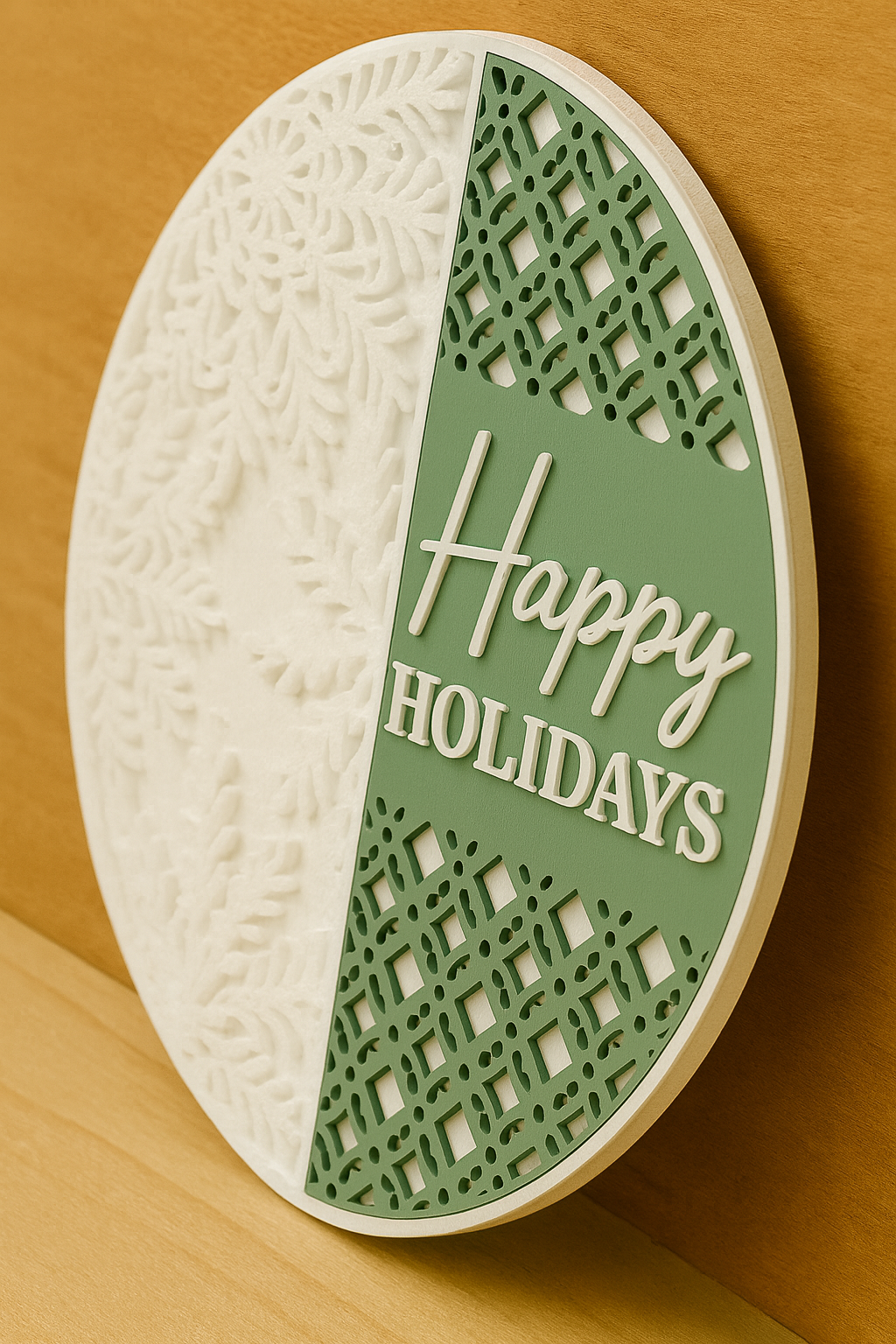 Rustic Layered Wood “Happy Holidays” Door Sign – Farmhouse Christmas Hanging Décor