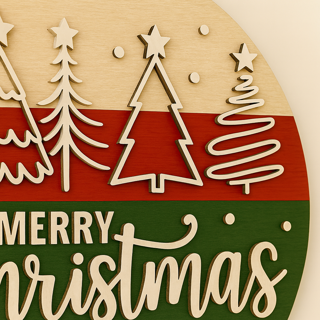 Rustic Wooden “Merry Christmas” Door Sign – Holiday Front Door Hanging Decoration