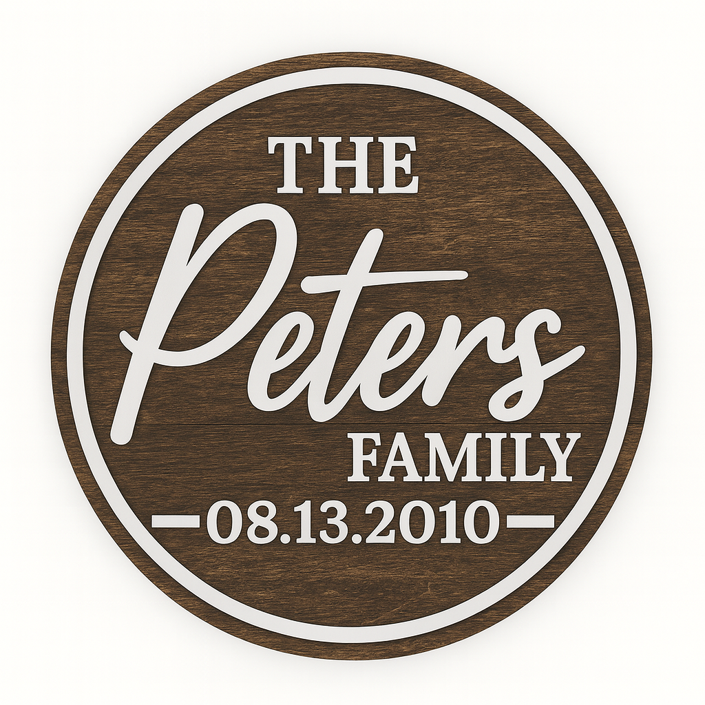 Personalized Family Name Wood Sign – Custom Round Last Name Sign with Established Date | Rustic Home Decor Gift