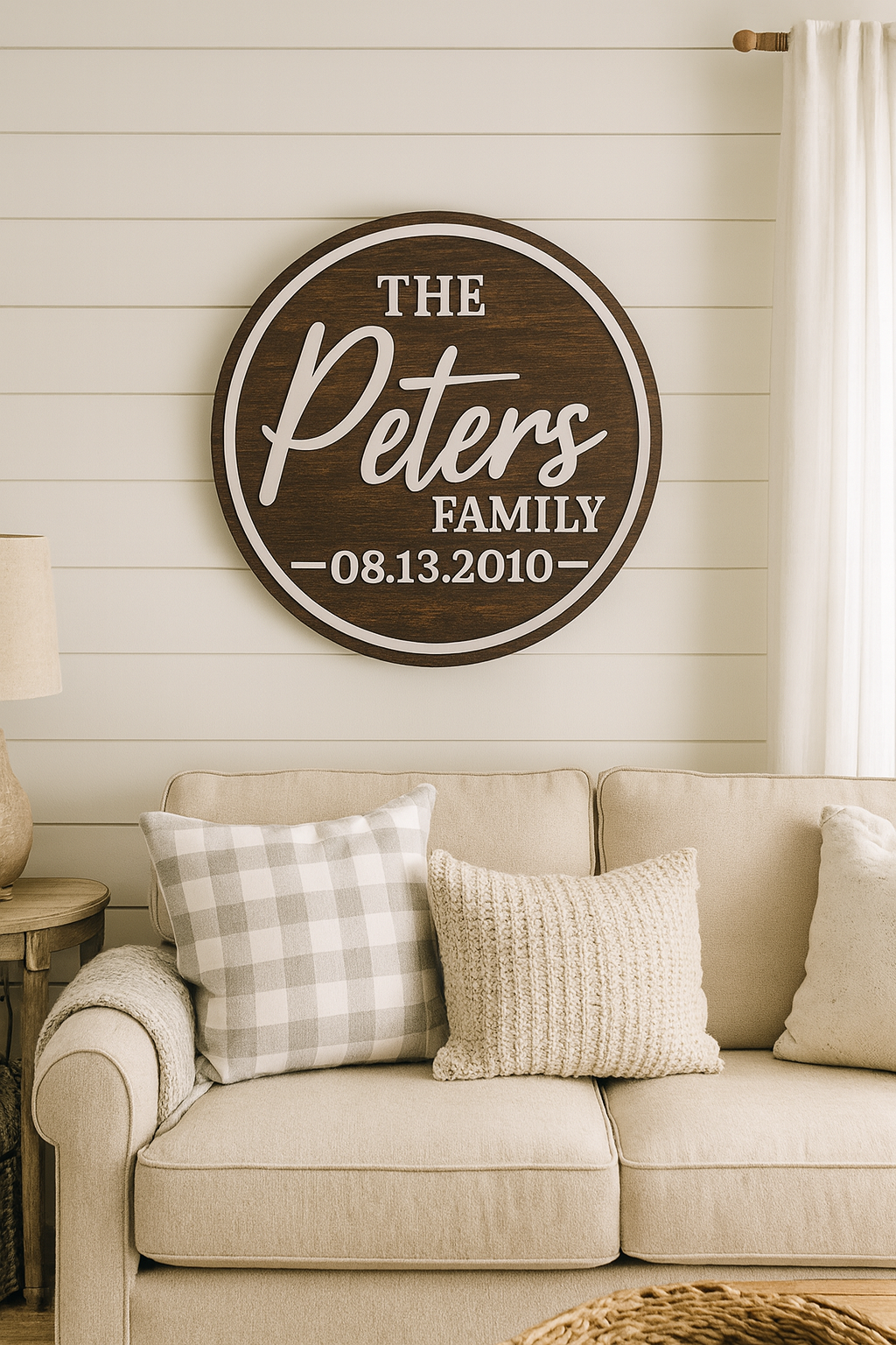 Personalized Family Name Wood Sign – Custom Round Last Name Sign with Established Date | Rustic Home Decor Gift