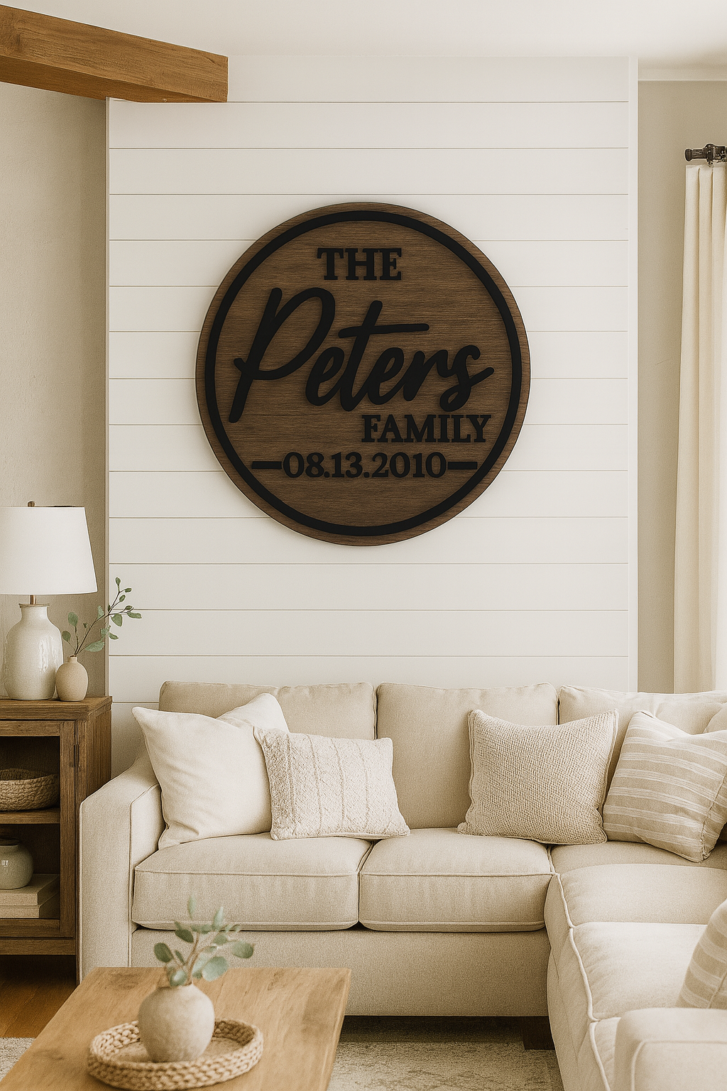 Personalized Family Name Wood Sign – Custom Round Last Name Sign with Established Date | Rustic Home Decor Gift