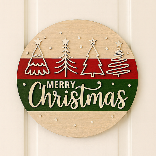 Rustic Wooden “Merry Christmas” Door Sign – Holiday Front Door Hanging Decoration