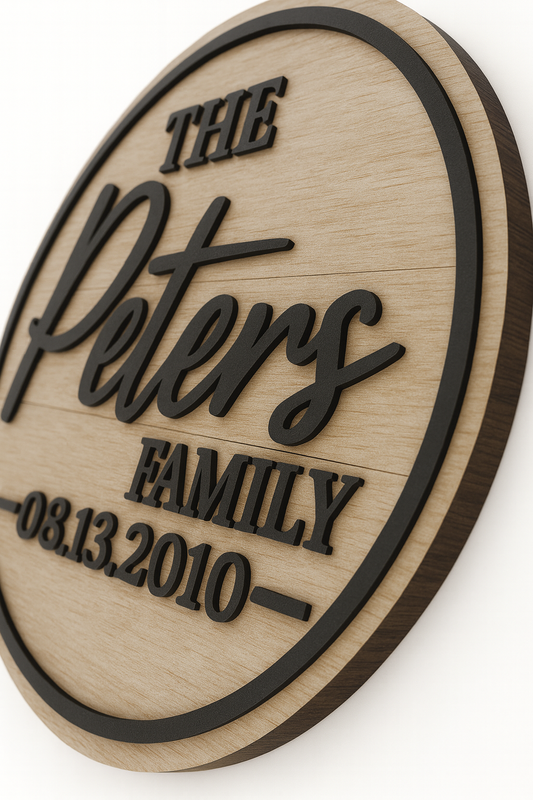 Personalized Family Name Wood Sign – Custom Round Last Name Sign with Established Date | Rustic Home Decor Gift