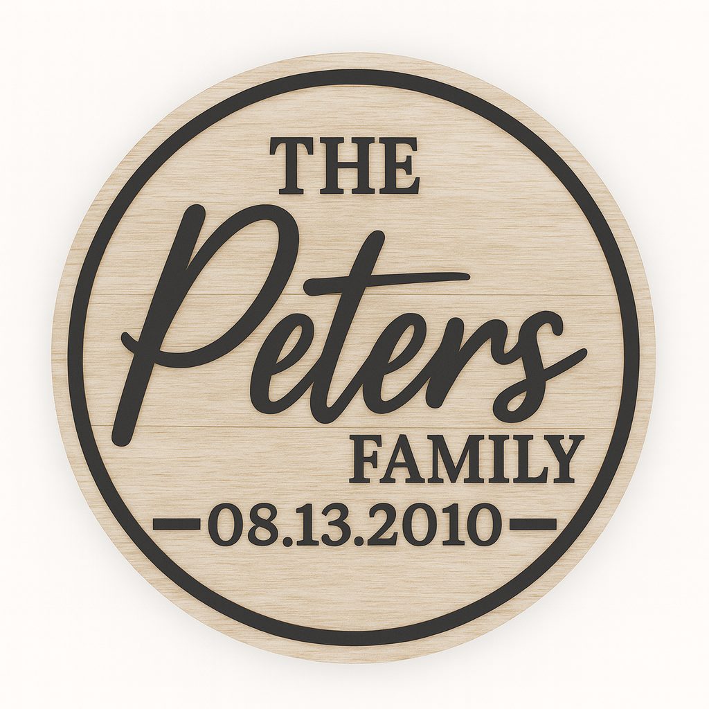 Personalized Family Name Wood Sign – Custom Round Last Name Sign with Established Date | Rustic Home Decor Gift