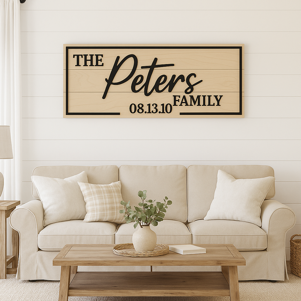 Personalized Family Name Layered Wood Sign