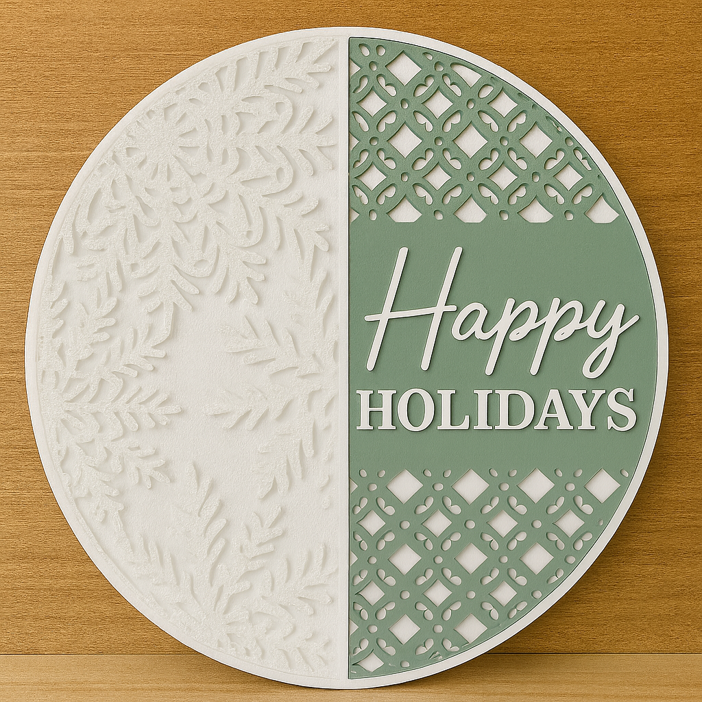Rustic Layered Wood “Happy Holidays” Door Sign – Farmhouse Christmas Hanging Décor